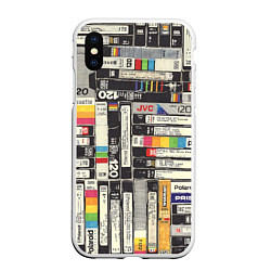 Чехол iPhone XS Max матовый VHS-кассеты, цвет: 3D-белый