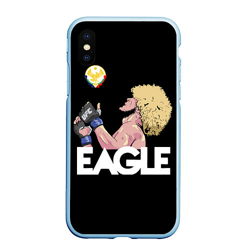 Чехол iPhone XS Max матовый Eagle Khabib / 3D-Голубой – фото 1