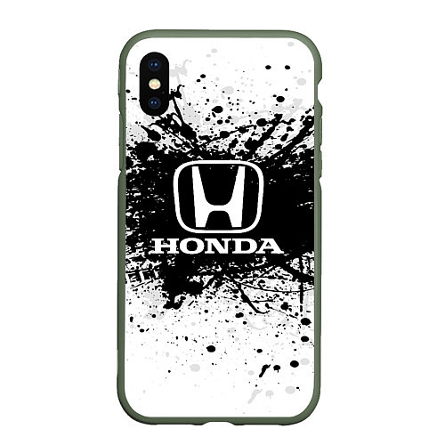 Чехол iPhone XS Max матовый Honda: Black Spray / 3D-Темно-зеленый – фото 1