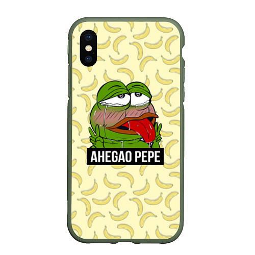 Чехол iPhone XS Max матовый Ahegao Pepe / 3D-Темно-зеленый – фото 1