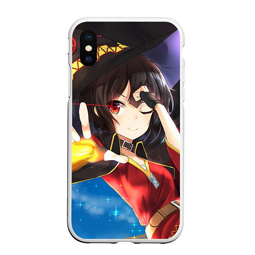 Чехол iPhone XS Max матовый Megumin / 3D-Белый – фото 1