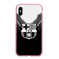 Чехол iPhone XS Max матовый FC Barcelona: Black Style, цвет: 3D-розовый