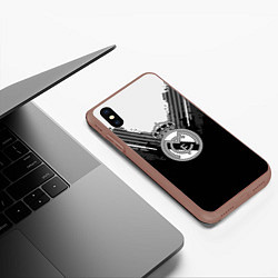 Чехол iPhone XS Max матовый FC Real Madrid: Black Style, цвет: 3D-коричневый — фото 2