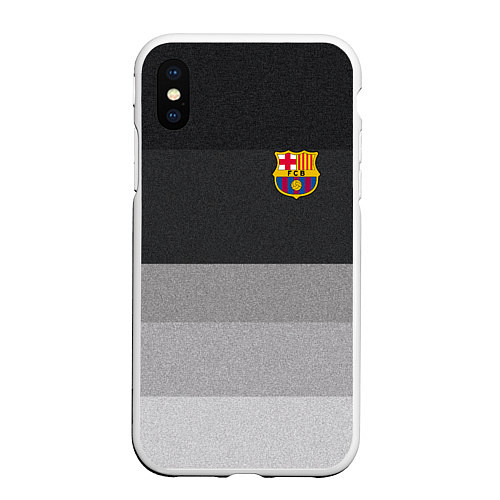 Чехол iPhone XS Max матовый ФК Барселона: Серый стиль / 3D-Белый – фото 1