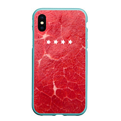 Чехол iPhone XS Max матовый Мясо 100%, цвет: 3D-мятный