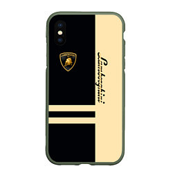 Чехол iPhone XS Max матовый Lamborghini Sport, цвет: 3D-темно-зеленый