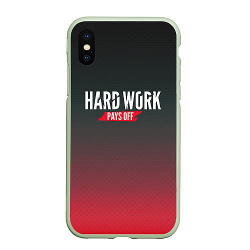 Чехол iPhone XS Max матовый Hard Work Pays Off: Red / 3D-Салатовый – фото 1