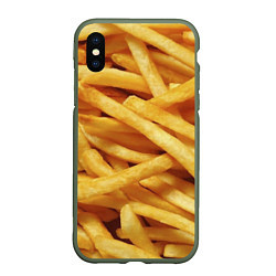Чехол iPhone XS Max матовый Картофель фри, цвет: 3D-темно-зеленый