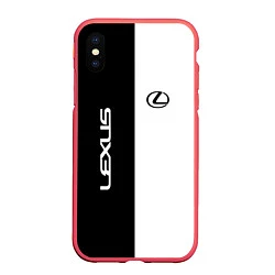 Чехол iPhone XS Max матовый Lexus: Black & White, цвет: 3D-красный