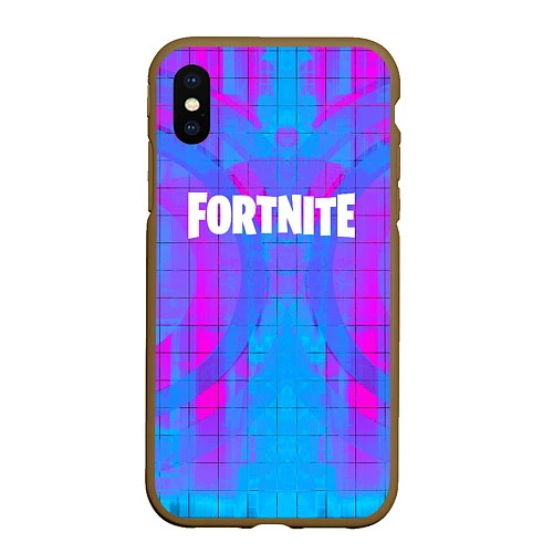 Чехол iPhone XS Max матовый Fortnite: Acid Neon / 3D-Коричневый – фото 1