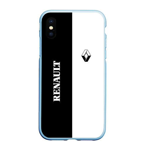 Чехол iPhone XS Max матовый Renault: Black & White / 3D-Голубой – фото 1