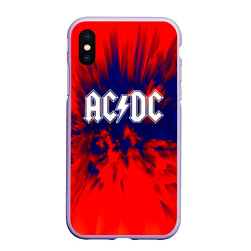 Чехол iPhone XS Max матовый AC/DC: Red & Blue / 3D-Светло-сиреневый – фото 1