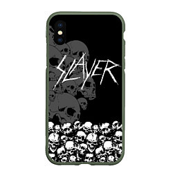 Чехол iPhone XS Max матовый Slayer: Dark Skulls, цвет: 3D-темно-зеленый