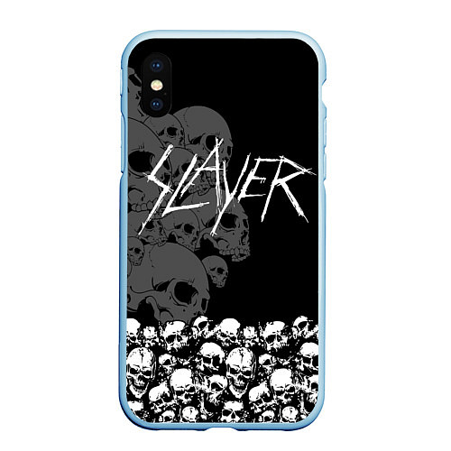 Чехол iPhone XS Max матовый Slayer: Dark Skulls / 3D-Голубой – фото 1