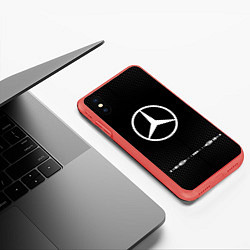 Чехол iPhone XS Max матовый Mercedes: Black Abstract, цвет: 3D-красный — фото 2