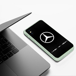 Чехол iPhone XS Max матовый Mercedes: Black Abstract, цвет: 3D-салатовый — фото 2