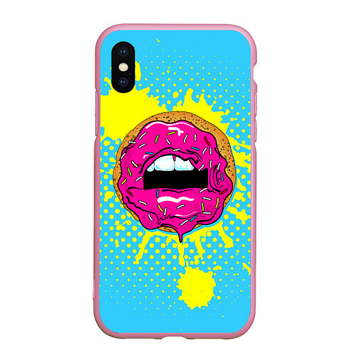 Чехол iPhone XS Max матовый Donut Lips / 3D-Розовый – фото 1