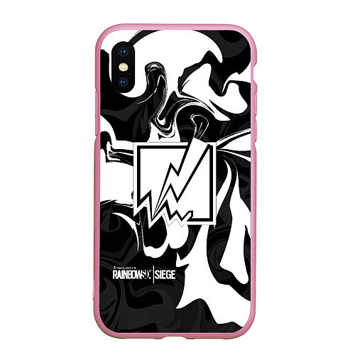 Чехол iPhone XS Max матовый Rainbow Six: Black & White / 3D-Розовый – фото 1