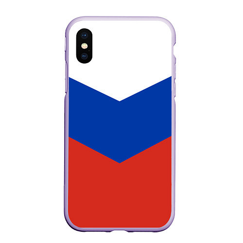 Чехол iPhone XS Max матовый Российский триколор / 3D-Светло-сиреневый – фото 1