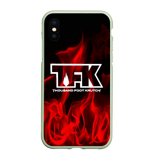 Чехол iPhone XS Max матовый Thousand Foot Krutch: Red Flame / 3D-Салатовый – фото 1