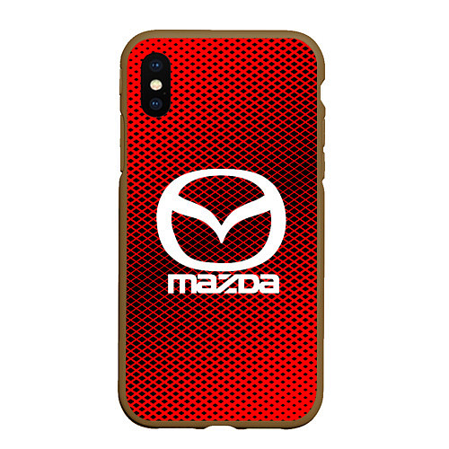 Чехол iPhone XS Max матовый Mazda: Red Carbon / 3D-Коричневый – фото 1