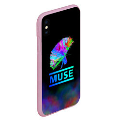 Чехол iPhone XS Max матовый Muse: Neon Flower, цвет: 3D-розовый — фото 2