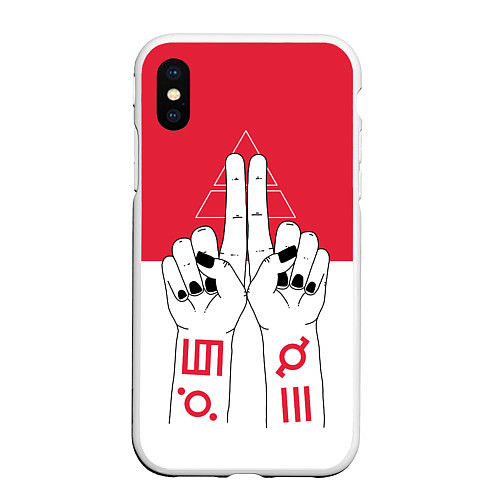 Чехол iPhone XS Max матовый 30 STM: Faith Hands / 3D-Белый – фото 1