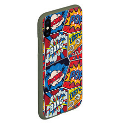 Чехол iPhone XS Max матовый Pop art pattern, цвет: 3D-темно-зеленый — фото 2