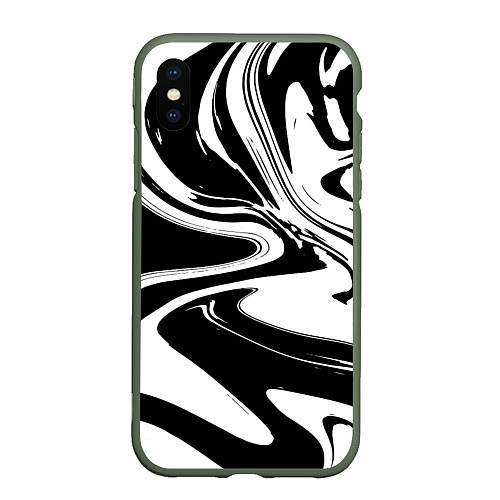 Чехол iPhone XS Max матовый Черный акрил / 3D-Темно-зеленый – фото 1