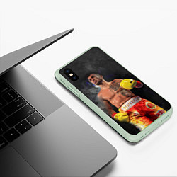 Чехол iPhone XS Max матовый Vasyl Lomachenko, цвет: 3D-салатовый — фото 2
