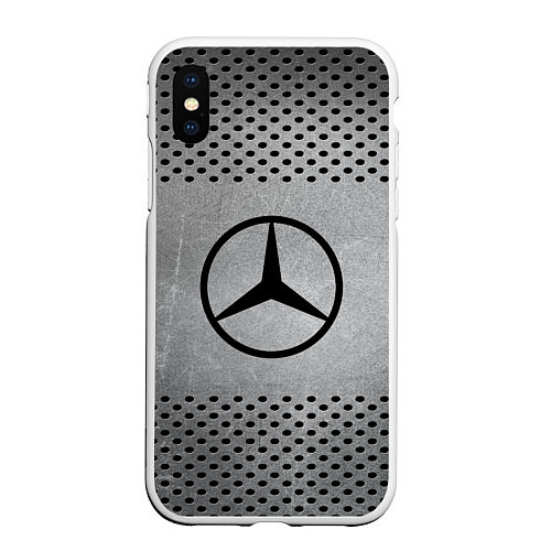 Чехол iPhone XS Max матовый Mercedes-Benz: Hardened Steel / 3D-Белый – фото 1