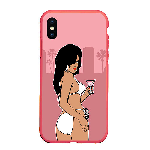 Чехол iPhone XS Max матовый GTA VC: Girl with Martini / 3D-Красный – фото 1