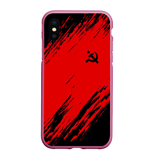 Чехол iPhone XS Max матовый USSR: Red Patriot / 3D-Малиновый – фото 1