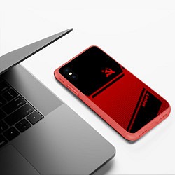 Чехол iPhone XS Max матовый USSR: Black Sport, цвет: 3D-красный — фото 2