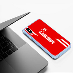 Чехол iPhone XS Max матовый USSR: Red Sport, цвет: 3D-голубой — фото 2