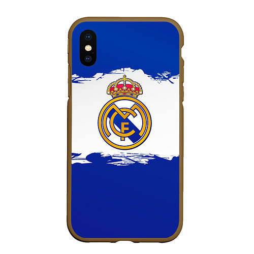 Чехол iPhone XS Max матовый Real Madrid FC / 3D-Коричневый – фото 1