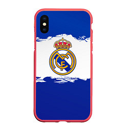 Чехол iPhone XS Max матовый Real Madrid FC, цвет: 3D-красный