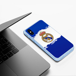 Чехол iPhone XS Max матовый Real Madrid FC, цвет: 3D-голубой — фото 2