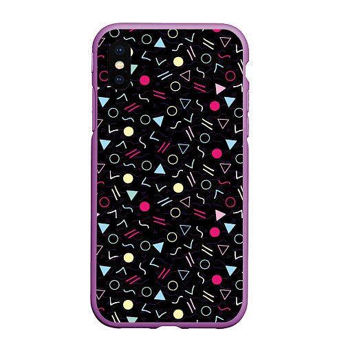 Чехол iPhone XS Max матовый 80 Battaries / 3D-Фиолетовый – фото 1