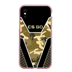 Чехол iPhone XS Max матовый CS:GO Khaki Camo, цвет: 3D-розовый