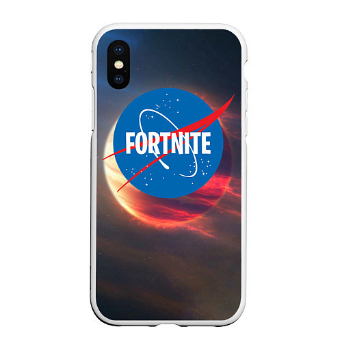 Чехол iPhone XS Max матовый Fortnite NASA / 3D-Белый – фото 1