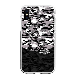 Чехол iPhone XS Max матовый Fighter PRO, цвет: 3D-белый