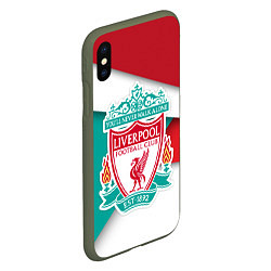 Чехол iPhone XS Max матовый FC Liverpool, цвет: 3D-темно-зеленый — фото 2
