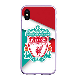 Чехол iPhone XS Max матовый FC Liverpool, цвет: 3D-светло-сиреневый