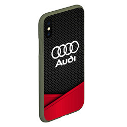 Чехол iPhone XS Max матовый Audi: Grey Carbon, цвет: 3D-темно-зеленый — фото 2