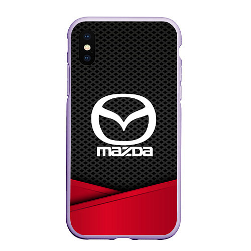 Чехол iPhone XS Max матовый Mazda: Grey Carbon / 3D-Светло-сиреневый – фото 1