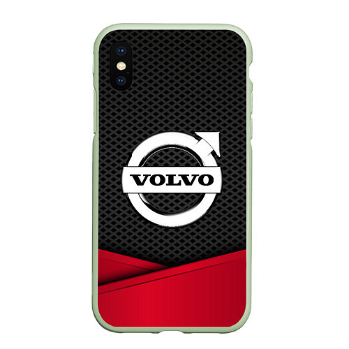 Чехол iPhone XS Max матовый Volvo: Grey Carbon / 3D-Салатовый – фото 1