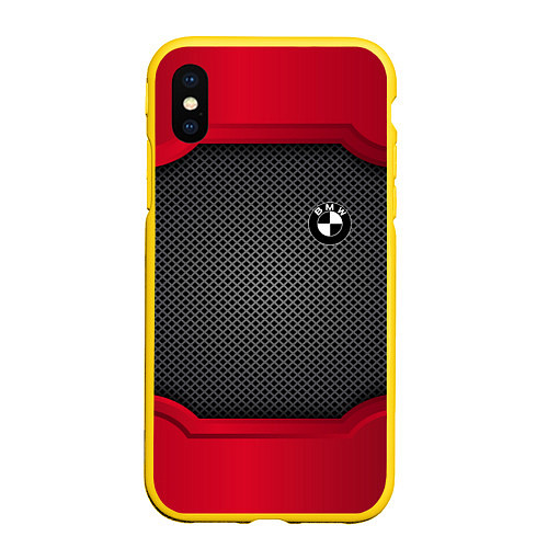 Чехол iPhone XS Max матовый BMW: Carbon Inside / 3D-Желтый – фото 1