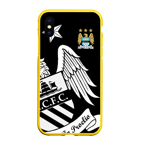 Чехол iPhone XS Max матовый FC Manchester City: Exclusive / 3D-Желтый – фото 1