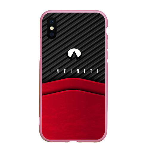 Чехол iPhone XS Max матовый Infiniti: Red Carbon / 3D-Розовый – фото 1